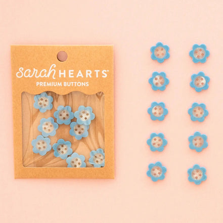 Blue Daisy Small 5/8" Buttons- Sarah Hearts