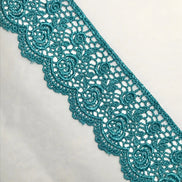 Roses Guipure Scalloped Trim- Teal- 2