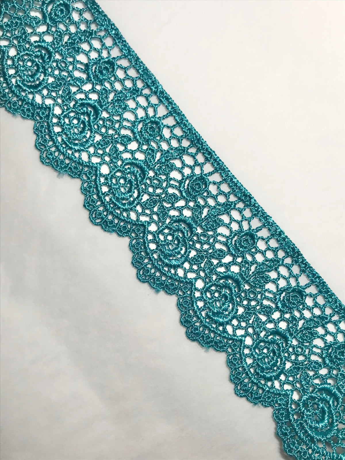 Roses Guipure Scalloped Trim- Teal- 2
