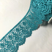 Roses Guipure Scalloped Trim- Teal- 2