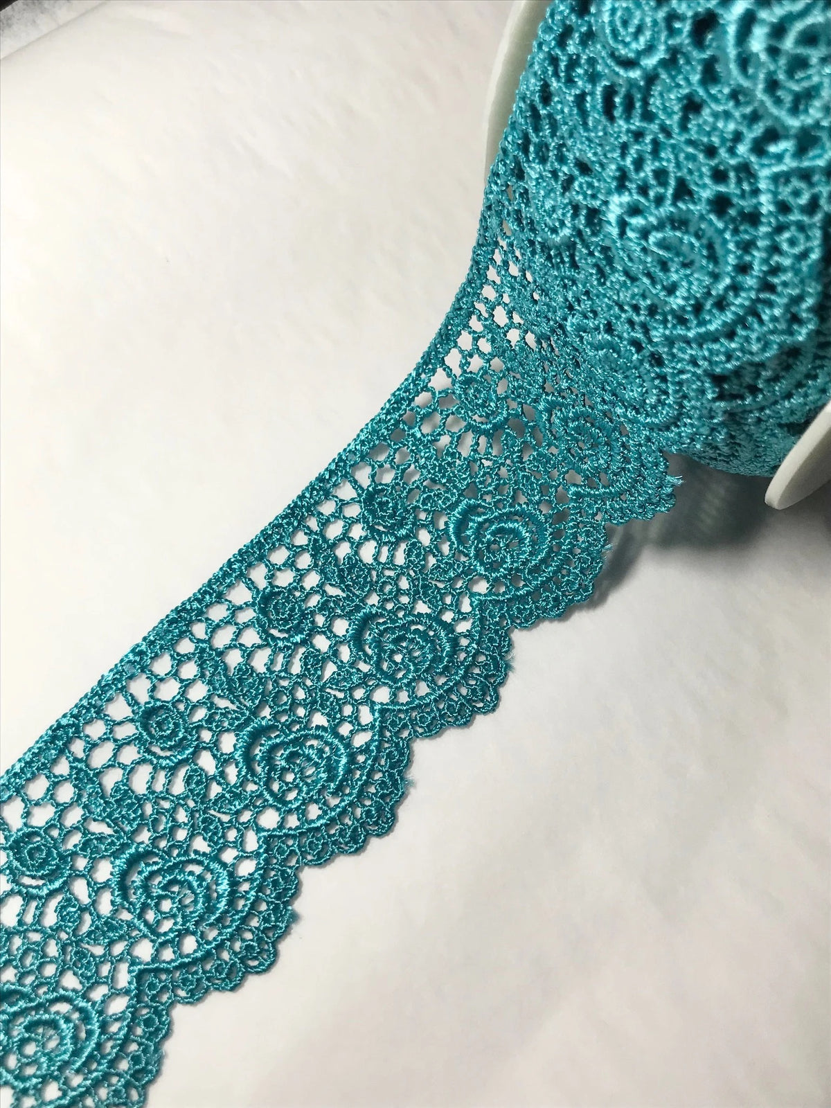 Roses Guipure Scalloped Trim- Teal- 2