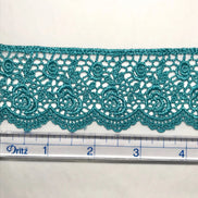 Roses Guipure Scalloped Trim- Teal- 2
