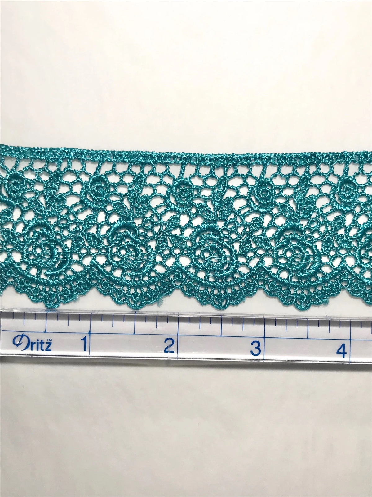 Roses Guipure Scalloped Trim- Teal- 2