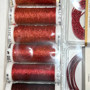 Au Ver A Soie & Accentuate- Ensemble de Metallic - Red- Set of Metallic Embroidery Threads