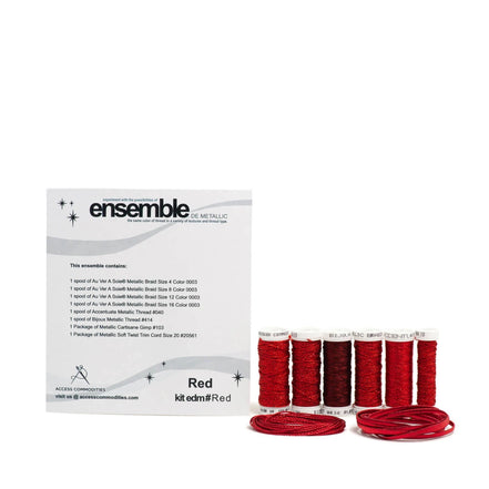 Au Ver A Soie & Accentuate- Ensemble de Metallic - Red- Set of Metallic Embroidery Threads