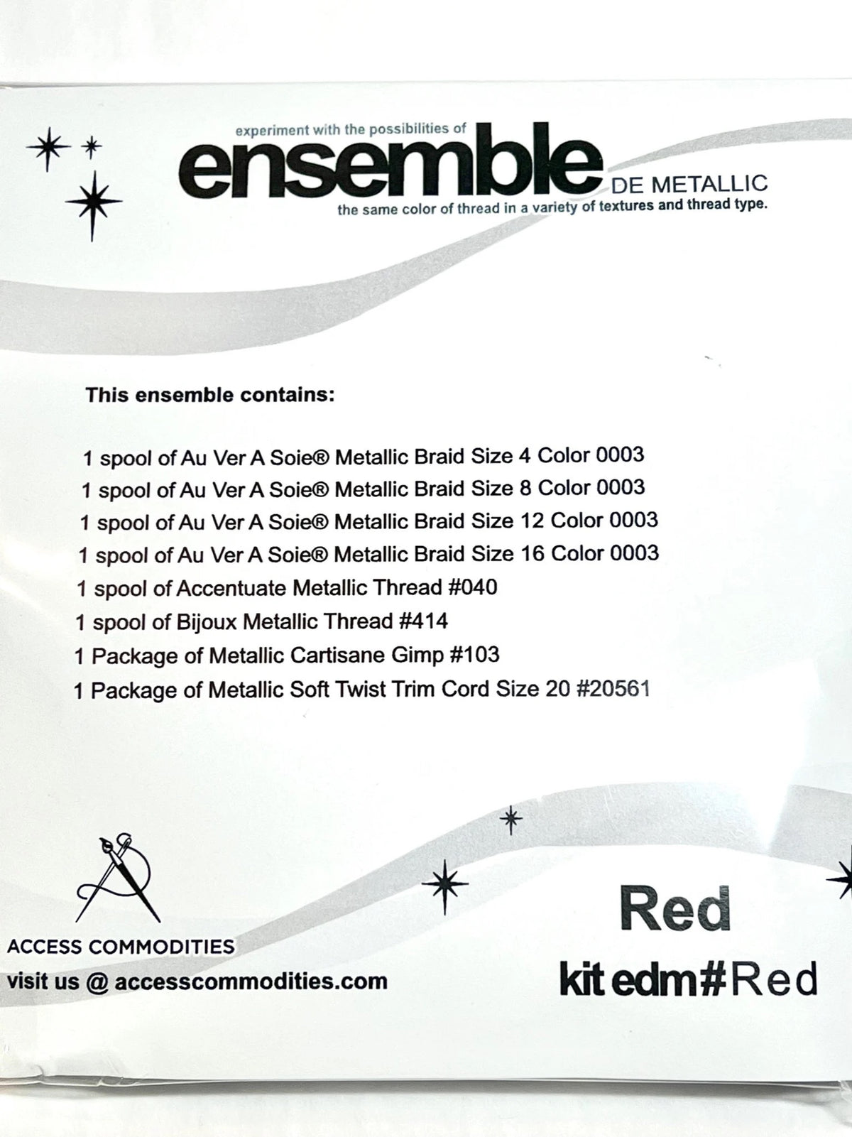 Au Ver A Soie & Accentuate- Ensemble de Metallic - Red- Set of Metallic Embroidery Threads