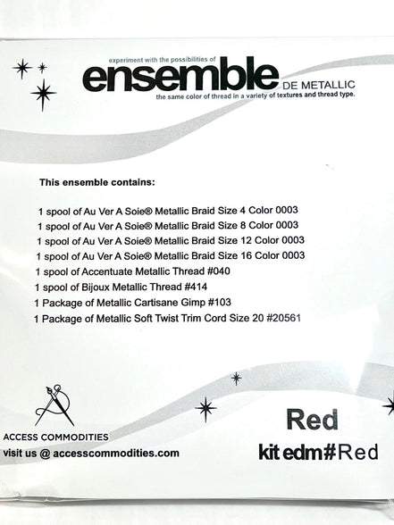 Au Ver A Soie & Accentuate- Ensemble de Metallic - Red- Set of Metallic Embroidery Threads