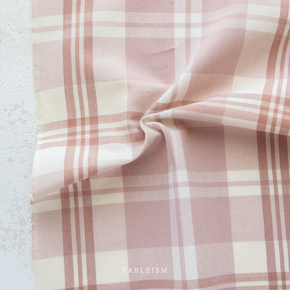 Dusty Mauve, Off-White “Soft Rose”- Fableism- Arcade Plaid- 44” Wide- Cotton Woven