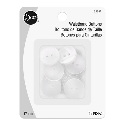 Waistband Buttons, White Pearl, 17mm, 15 PC (25567)