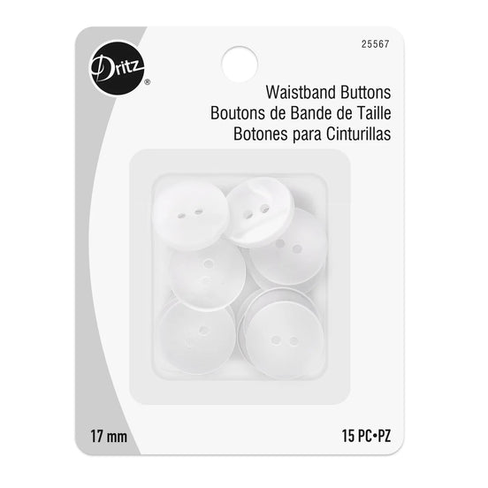 Waistband Buttons, White Pearl, 17mm, 15 PC (25567)