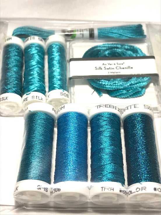 Au Ver A Soie- Ensembles de Soie- Caribbean Blue