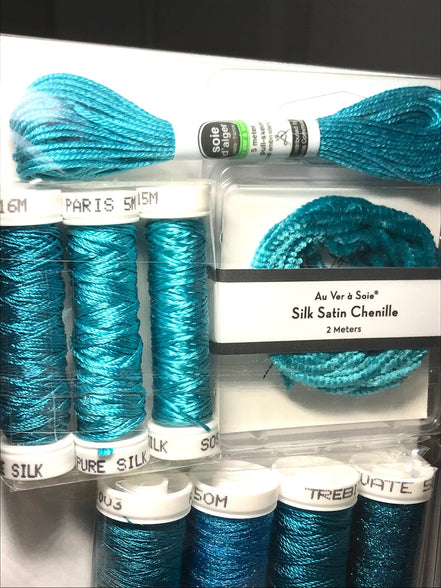 Au Ver A Soie- Ensembles de Soie- Caribbean Blue