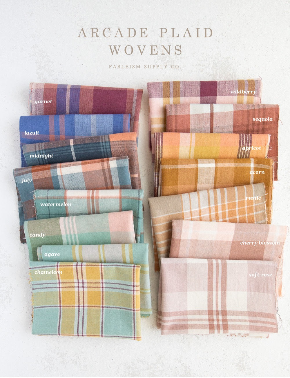 Dusty Mauve, Off-White “Soft Rose”- Fableism- Arcade Plaid- 44” Wide- Cotton Woven