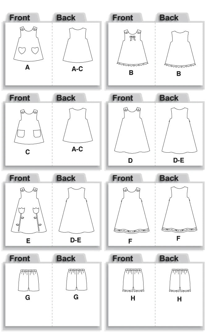 McCall's Sewing Pattern Toddlers' Tent Tops, Dresses and Shorts- M5416- (1-2-3-4)