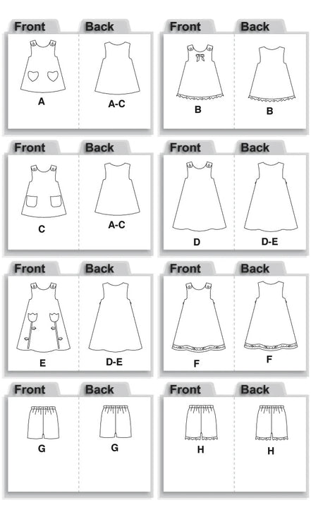 McCall's Sewing Pattern Toddlers' Tent Tops, Dresses and Shorts- M5416- (1-2-3-4)