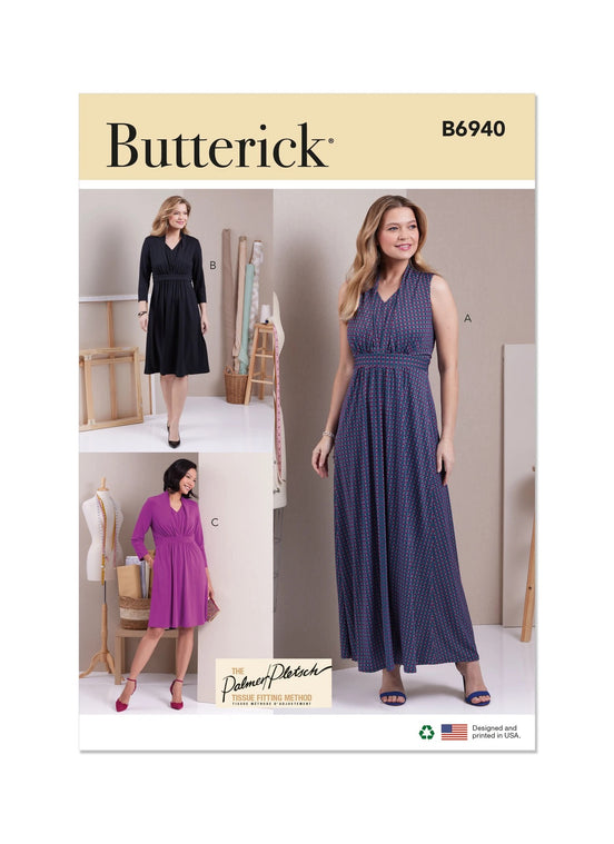 Butterick B6940 Sewing Pattern Misses' Knit Dresses by Palmer/Pletsch