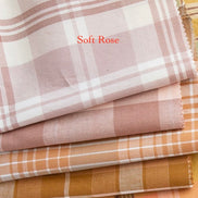 Dusty Mauve, Off-White “Soft Rose”- Fableism- Arcade Plaid- 44” Wide- Cotton Woven