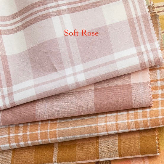 Dusty Mauve, Off-White “Soft Rose”- Fableism- Arcade Plaid- 44” Wide- Cotton Woven