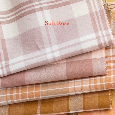 Dusty Mauve, Off-White “Soft Rose”- Fableism- Arcade Plaid- 44” Wide- Cotton Woven
