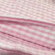 Pink and White Seersucker Check- 57” Wide- Cotton Poly Blend