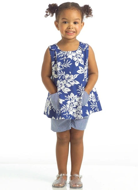 McCall's Sewing Pattern Toddlers' Tent Tops, Dresses and Shorts- M5416- (1-2-3-4)