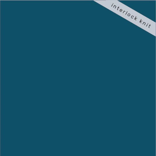 Solid Teal Blue "Abyss" Organic Cotton Interlock Knit- 60” Wide- Birch