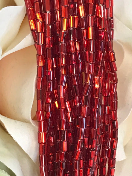 Dark Red 1" FACETTED Bugle Beads (2139)