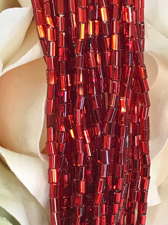 Dark Red 1" FACETTED Bugle Beads (2139)
