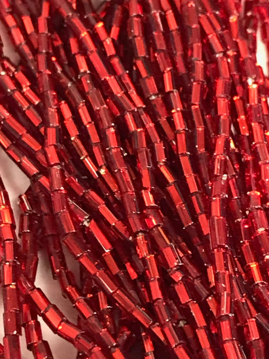 Dark Red 1" FACETTED Bugle Beads (2139)