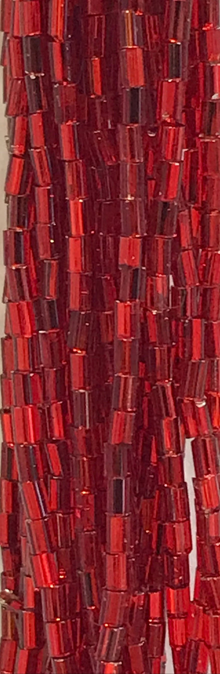 Dark Red 1" FACETTED Bugle Beads (2139)