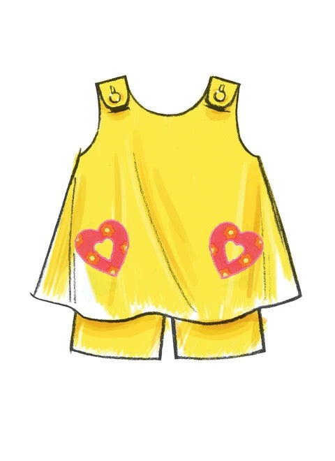McCall's Sewing Pattern Toddlers' Tent Tops, Dresses and Shorts- M5416- (1-2-3-4)