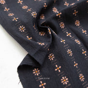 Beautiful Yarn Dyed Woven Cotton Fabric- “Forest Forage Daisies in Black