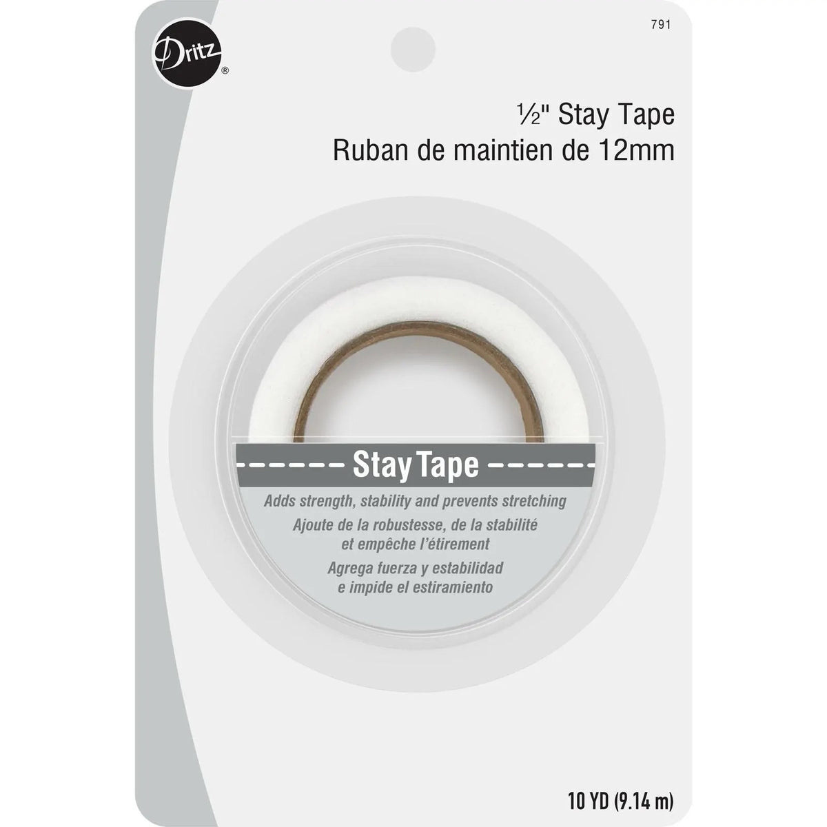 Stay Tape- 1/2” Wide- Stabilizing Waistlines, Necklines, Shoulder Seams, Lapels- 10 Yds- #791