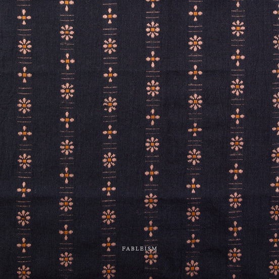 Beautiful Yarn Dyed Woven Cotton Fabric- “Forest Forage Daisies in Black"- Fableism- 44” Wide