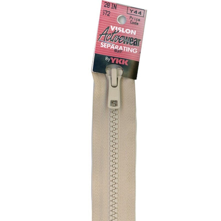 YKK- 18”, 20”, 22”, 24", 28" Vislon Activewear Separating Zipper BONE