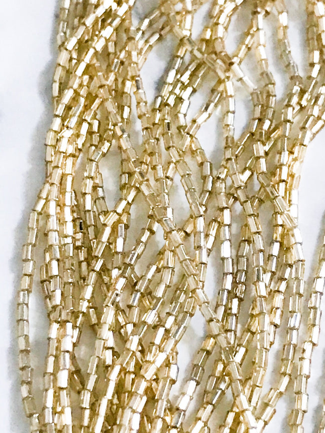 Gold 1* Facetted Glass Bugle Beads (2123)