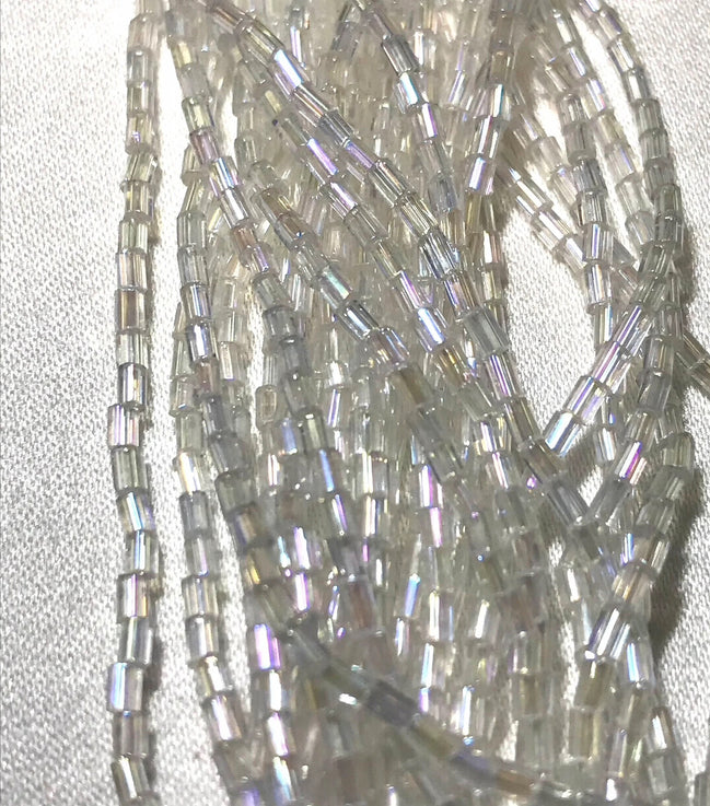 Iridescent Clear 1" Facetted Bugle Beads (2137)