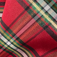 Red, Green, Black, White, Gold- Christmas Plaid Taffeta- 57” Wide- 