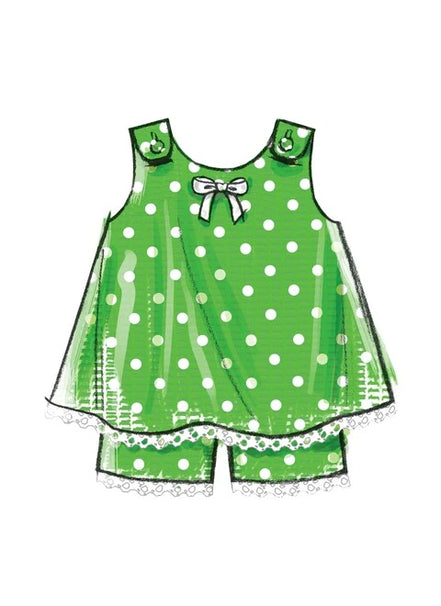 McCall's Sewing Pattern Toddlers' Tent Tops, Dresses and Shorts- M5416- (1-2-3-4)