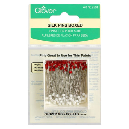 Clover Boxed Straight Silk Pins- 100 Count- #2501