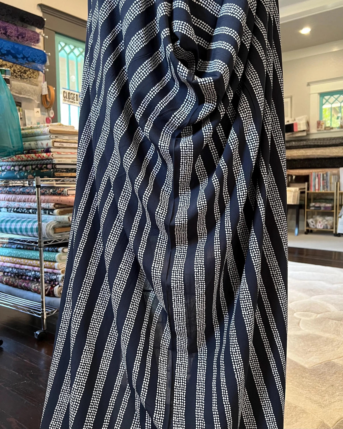 Gaia Deep Charcoal- White on Charcoal (almost black)- Kelsey Viscose - Atelier Brunette France