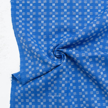 Basket Weave in Bright Blue- Fine and Dandy- Fableism- Woven Cotton- 44"