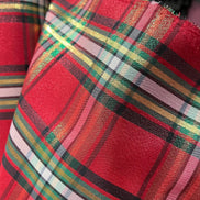 Red, Green, Black, White, Gold- Christmas Plaid Taffeta- 57” Wide- 