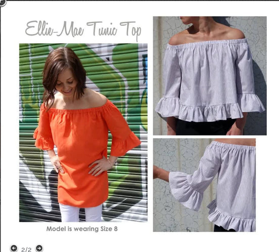 Ellie Mae Tunic Top- Style Arc Paper Pattern- Sizes 4-16, 18-30