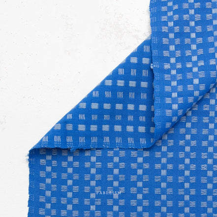 Basket Weave in Bright Blue- Fine and Dandy- Fableism- Woven Cotton- 44"