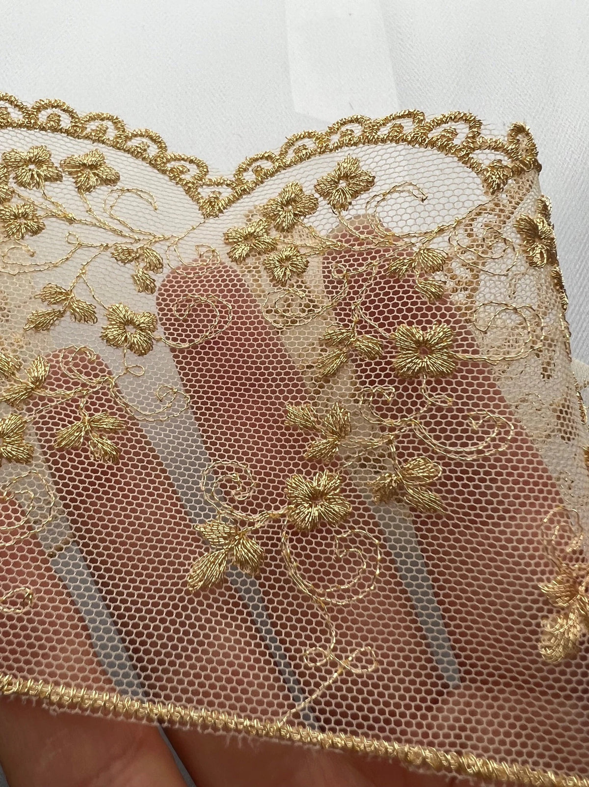 Gold Embroidered Tulle Trim- 3801