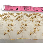 Gold Embroidered Tulle Trim- 3801