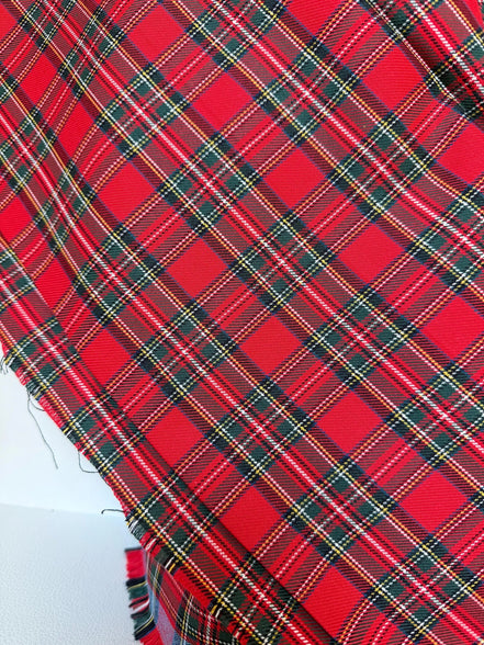 Sevenberry: Green, Yellow, White, Blue, RED Classic Plaid Twill- Lightweight Cotton- 57” Wide