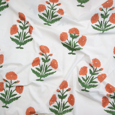 Boho Floral in Sienna- Indian Block Prints: Cottage- Fableism- 44"