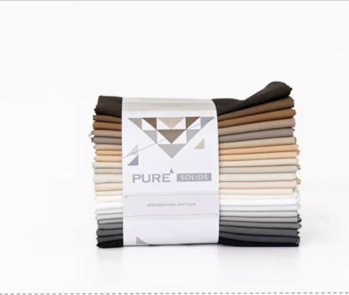 Hibernating Edition Fat Quarter Bundle- AGF Solids- 22 Colors (Gray, White, Brown)